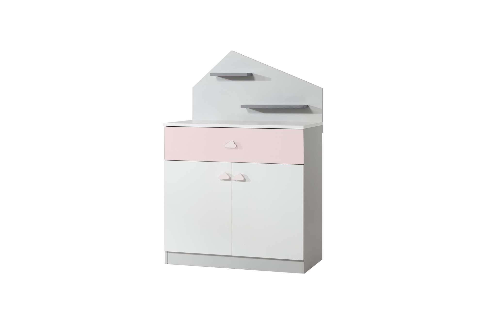 Dulap, Hanah Home, Ayder, 88x134x47 cm, PAL, Roz / Gri