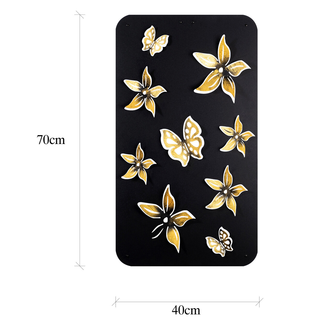 Decoratiune de perete, Yuhuan, Metal, Dimensiune: 40 x 1,5 x 70 cm, Negru