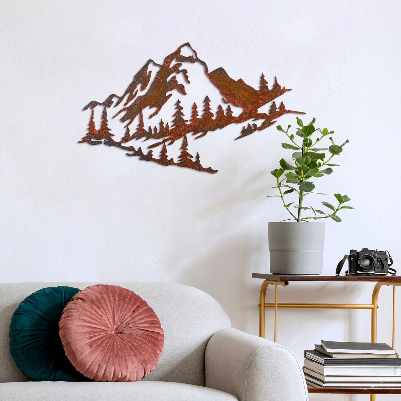 Decoratiune de perete, Mountain, Metal, 70 x 40 cm, Multicolor
