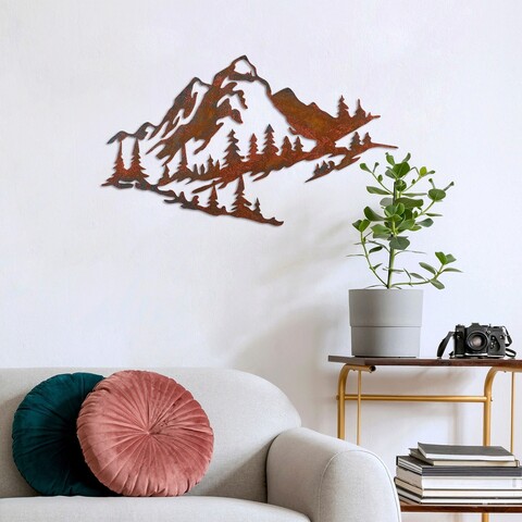 Decoratiune de perete, mountain, metal, 70 x 40 cm, multicolor