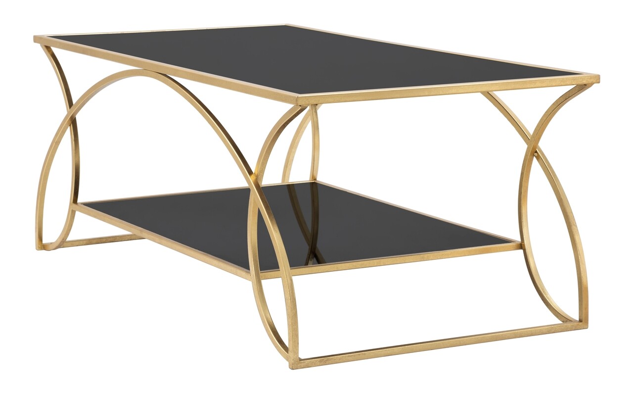 Masuta de cafea Sunshine, Mauro Ferretti, 110x60x45 cm, fier, negru/auriu - 2 | YEO