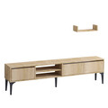 Comoda TV, Emerald, Titan, 180x50x30 cm, Stejar safir / negru