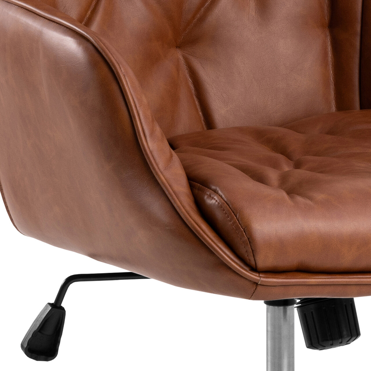 Scaun de birou Erik, Actona, 60x67.5x106 cm, rotativ, piele ecologica/otel, brandy - view 2