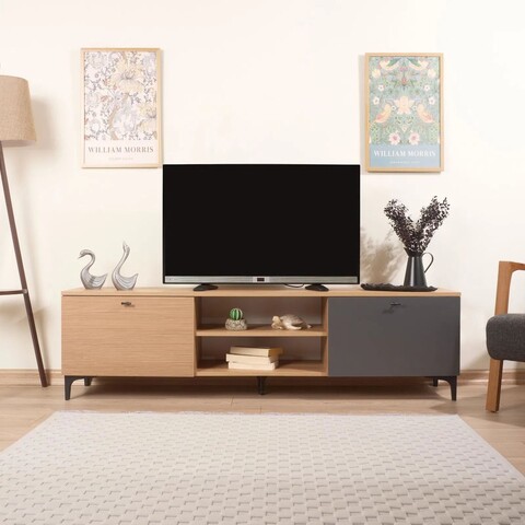 Comoda TV, Tuvalle, Tuval 073, 180x50x38 cm, Stejar / Antracit