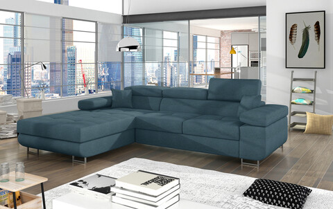 Coltar extensibil stanga 4 locuri ELTAP, Armd-69, Armando, 289x203x85 cm, lemn/poliester, albastru