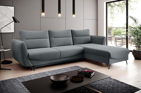 Coltar extensibil dreapta 3 locuri ELTAP, RT-04VE, Silva, 276x201x100 cm, lemn/poliester, gri deschis