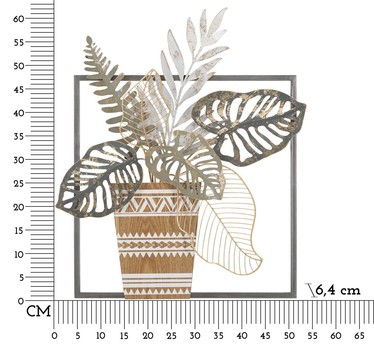 Decoratiune de perete Vaso, Mauro Ferretti, 54 x 62.9 cm, fier/MDF, multicolor