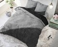 Lenjerie de pat pentru doua persoane, Twin Face Zipper, Royal Textile, 3 piese, 100% bumbac, negru/gri