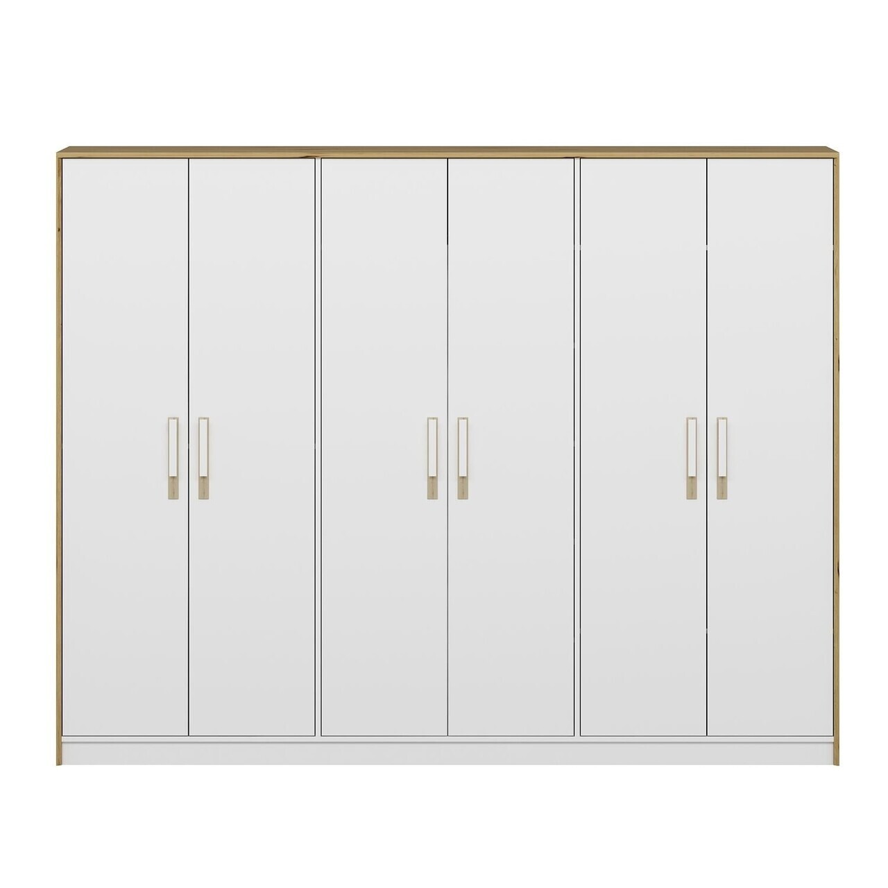 Dulap pentru haine, Hanah Home, Mitra, 268x210x60 cm, Alb / Artizanal — imaginea 5