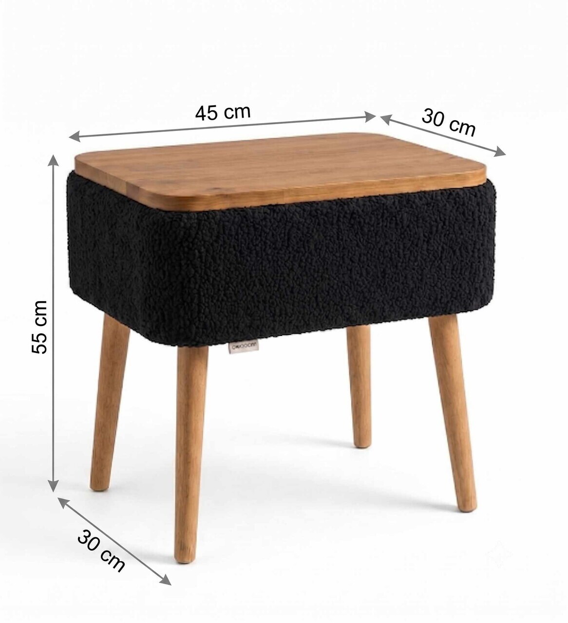 Noptiera, Hanah Home, Nova, 45x55x30 cm, Negru — imaginea 3