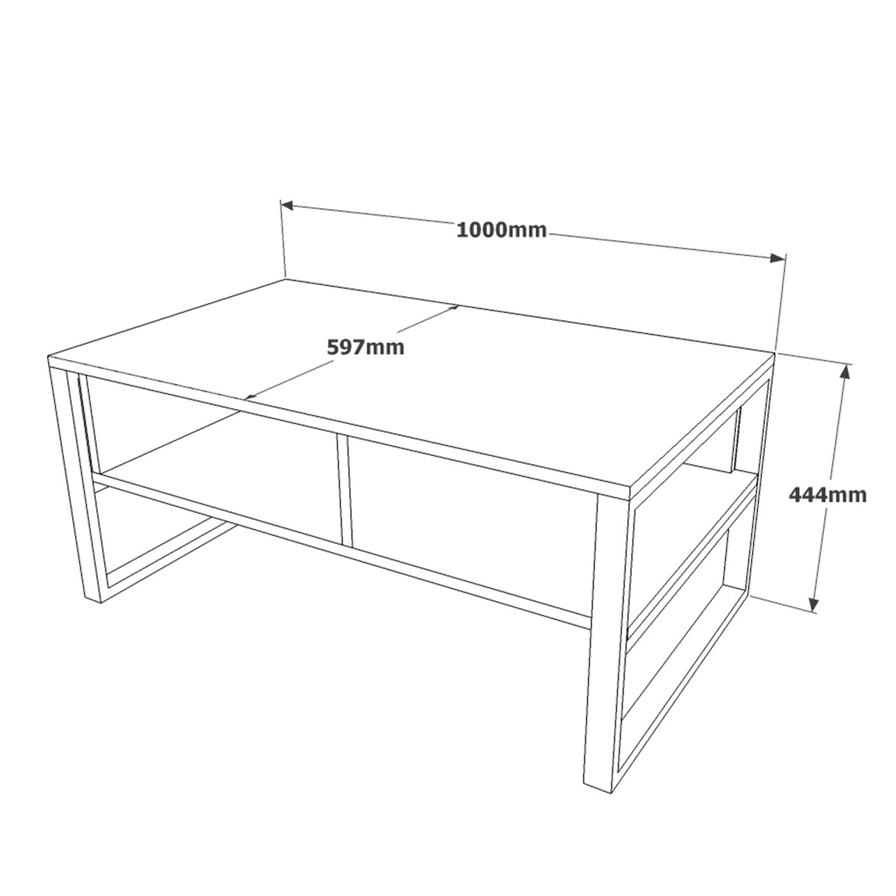Masuta de cafea, Locelso, ML34-RG, 100 x 44.4 x 59.7 cm, pal melaminat, argintiu