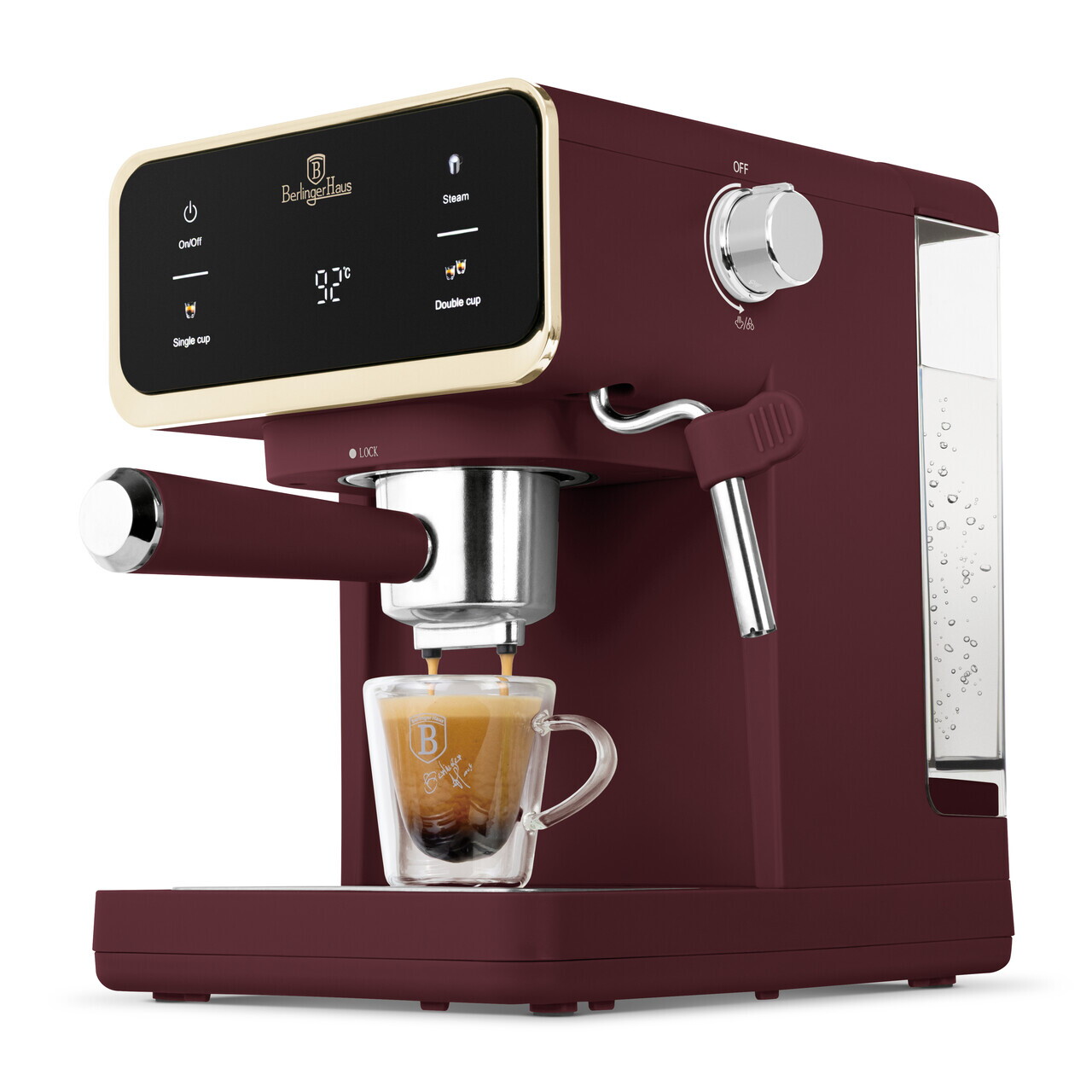 Espressor digital 3 in 1 Berlinger Haus, Leonardo, 950W, 21x25.9x28 cm, inox, visiniu mat - view 3