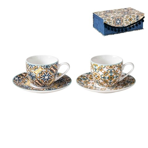 Poza Set 2 cesti cu farfurie pentru cafea, Le Primizie, Brandani, Ã˜11.5x5 cm, portelan