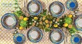 Serviciu de masa 18 piese, Brandani, Citrus Blue, portelan
