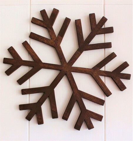 Decoratiune de perete, snowflake, 38x1.8x38 cm, placaj , nuc