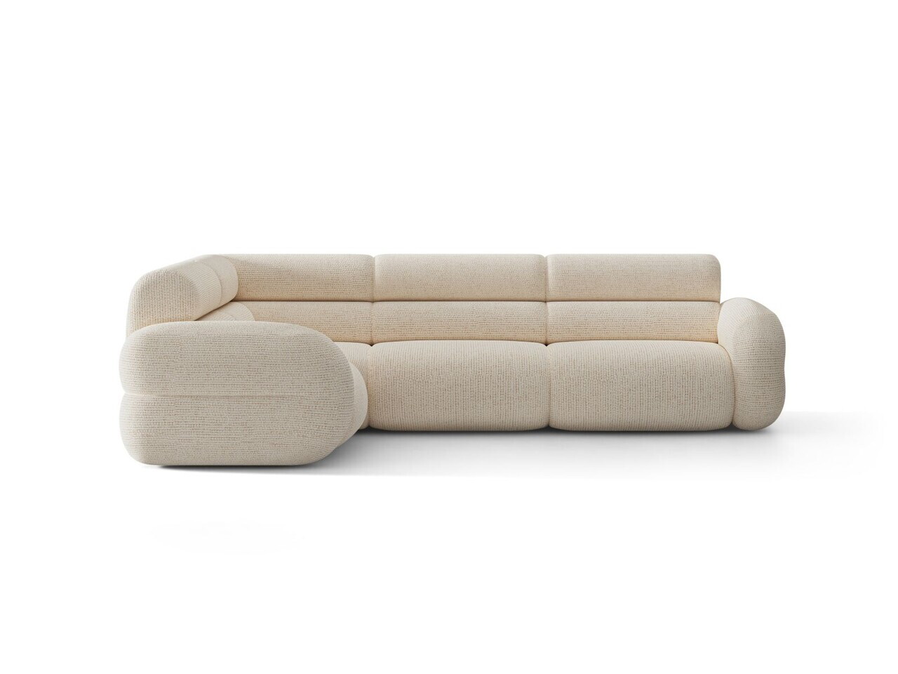 Coltar stanga 5 locuri, Neo, Micadoni Home, 295x210x83 cm, tesatura Chenille Silencio, bej deschis