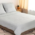 Lenjerie de pat King Size, Trian, Homla, 3 piese, 200x220 cm, microfibra din poliester, albastru/alb
