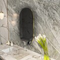 Oglinda decorativa, Siam, Riors, 45x85x2.2 cm, MDF , Gri inchis/Auriu