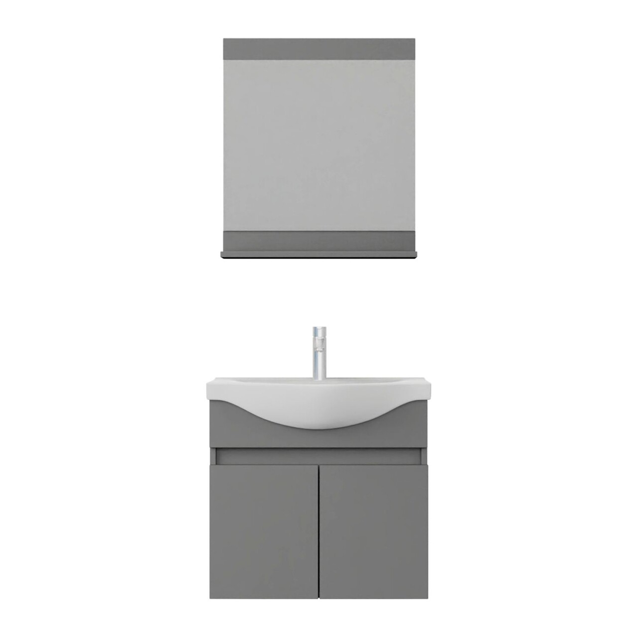 Set mobilier de baie (2 piese), Hanah Home, Mare 65, Gri Mat - view 6