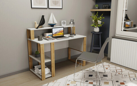Birou, retricy, queens, 120x59.6x95.2 cm, pal, stejar alb