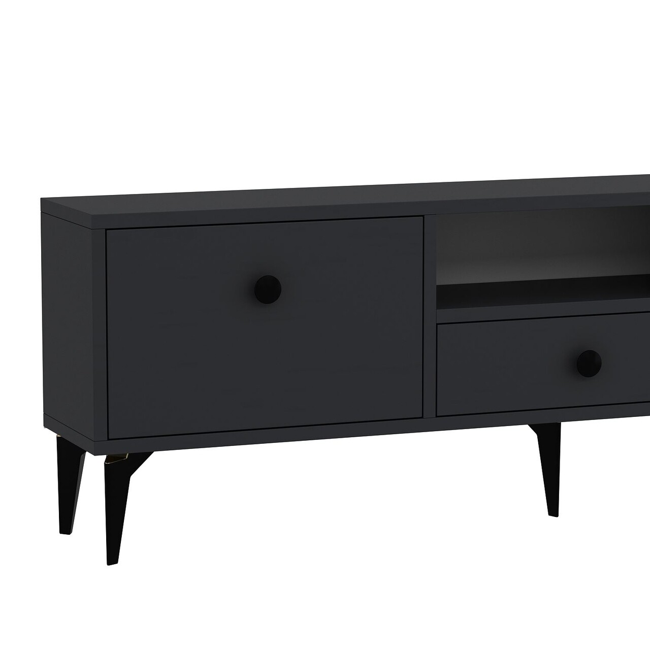 Comoda TV, Hanah Home, 1300-DROP-1, 140x49x30 cm, PAL , Antracit / Negru - view 5