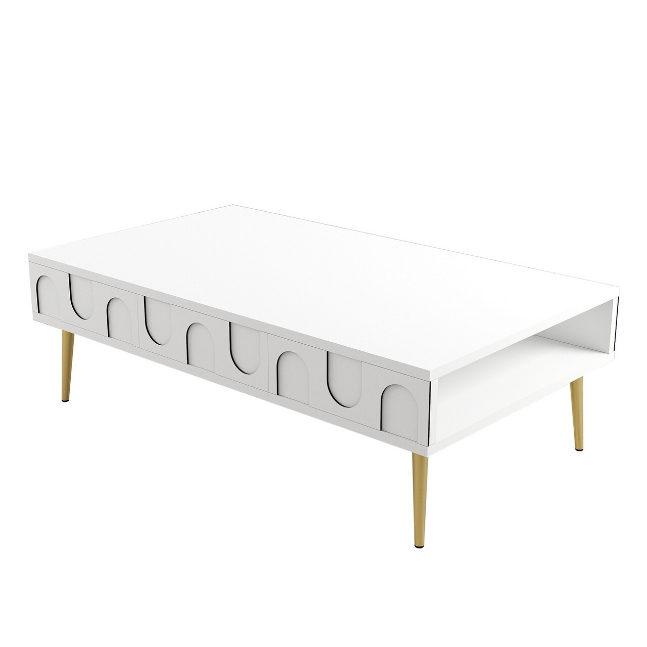 Masuta de cafea, Hommy Craft, Lyon 33, 105x33.6x60 cm, PAL, Alb/Auriu - 2 | YEO