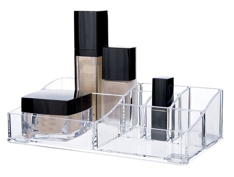 Organizator pentru cosmetice Compactor, 6 compartimente, transparent