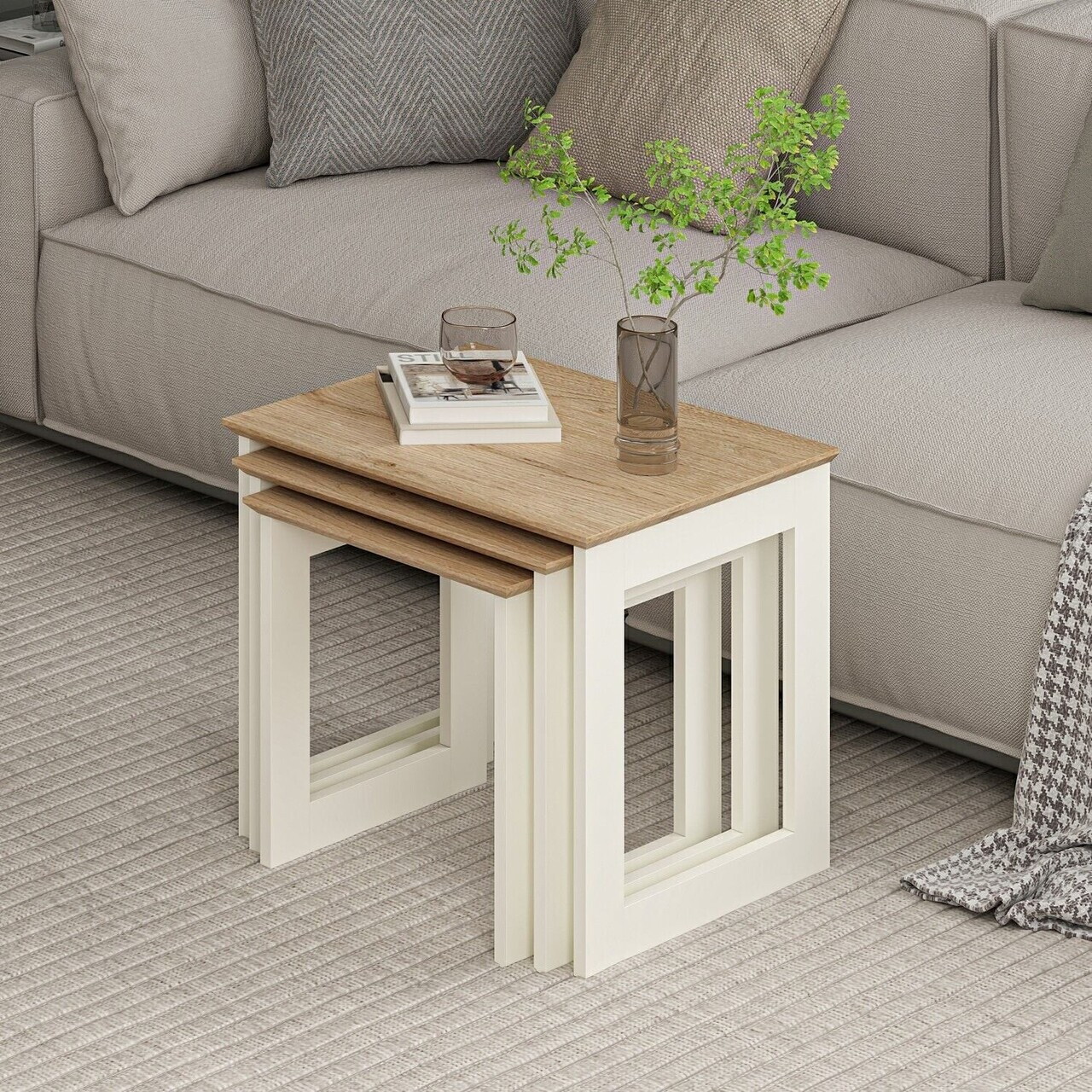 Set masute 3 piese, Hanah Home, Marlo, Coș adânc — imaginea 2