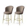 Set scaun de bar (2 bucăți), Charlotte, Fora, Metal, Cappuccino / Aur