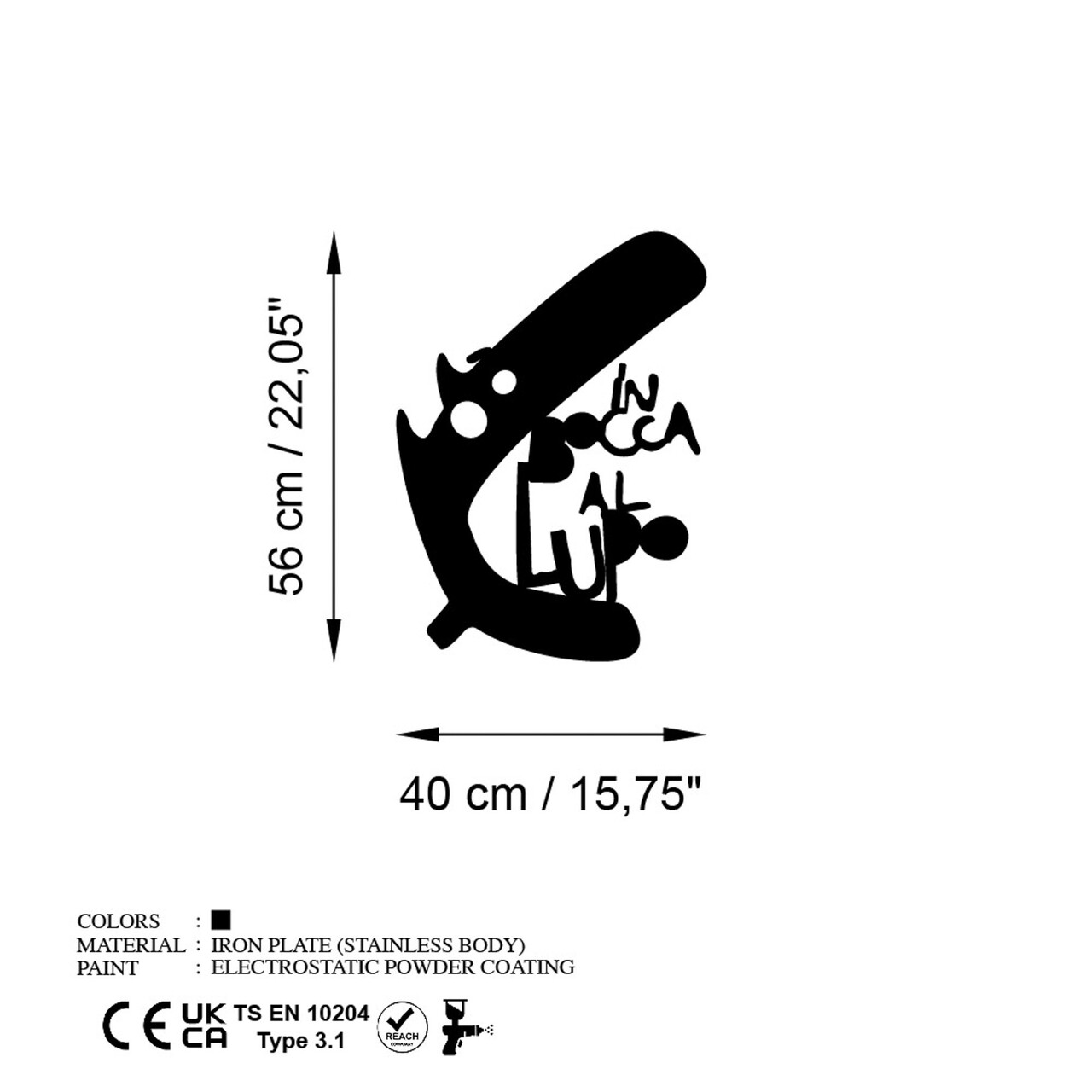Decoratiune de perete, Lupo 3, Dimensiune: 40 x 56 cm, Negru - view 6