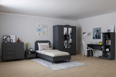 Set dormitor pentru copii, Glenevis, Lavinia 004, Antracit Glenevis
