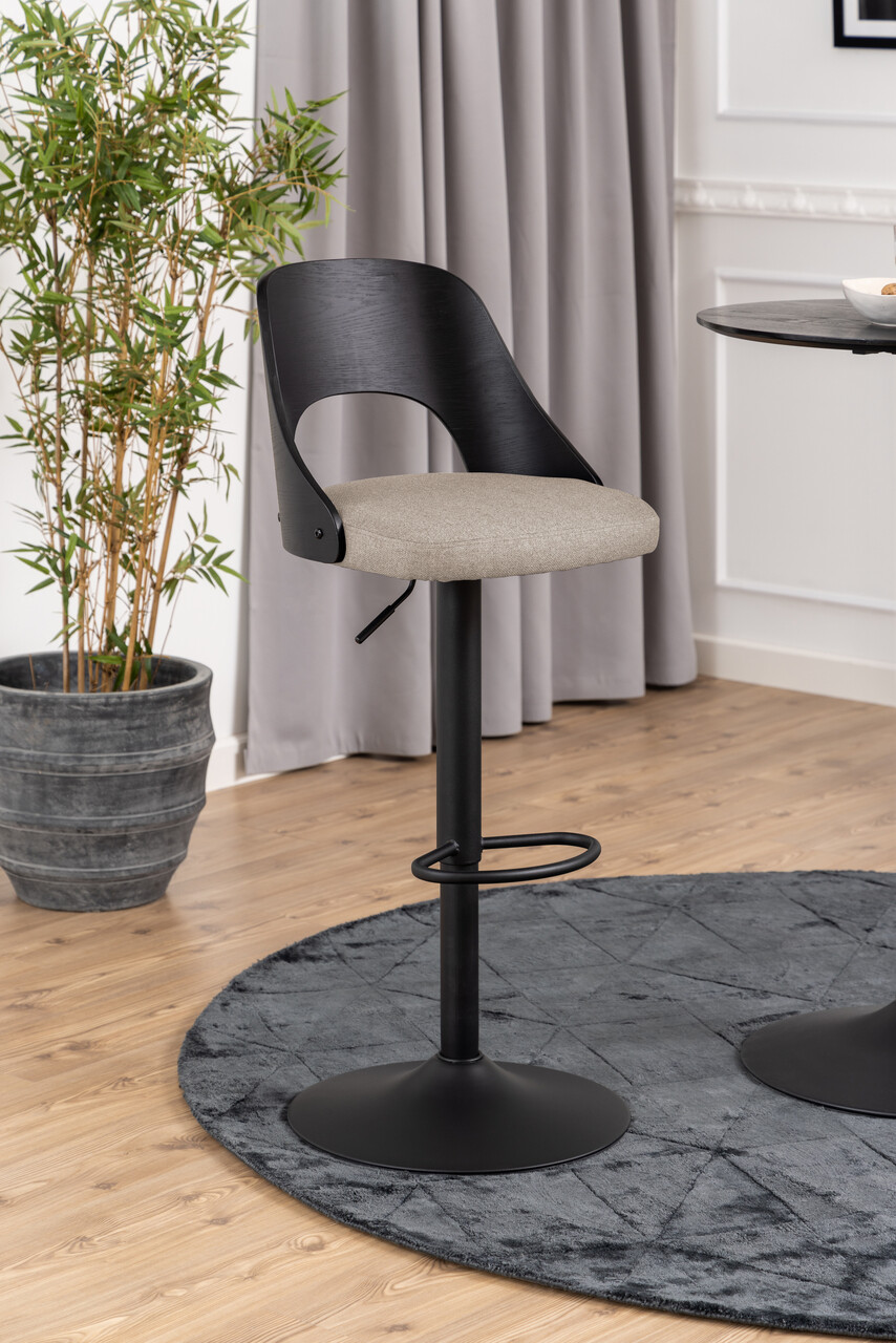 Scaun de bar Lucy, Actona, 47x50.5x113 cm, rotativ, poliester/otel, bej nisip - view 5
