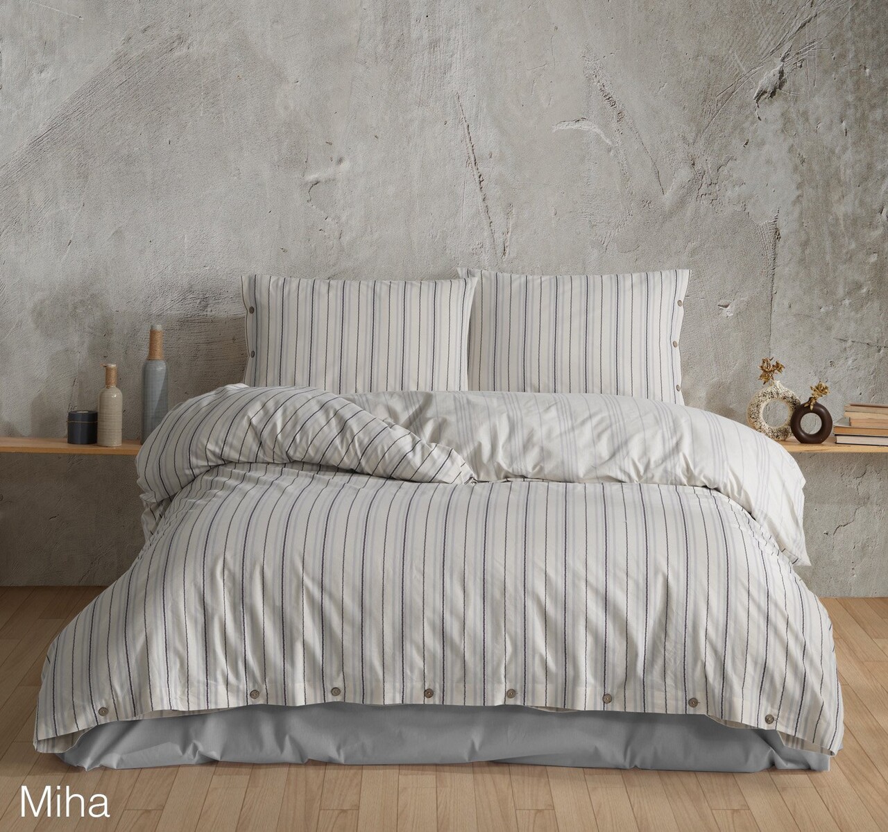 Lenjerie de pat dubla Super King (EU) (IT) 3 piese L'essentiel Maison Miha v1 Bumbac Crem / Mov