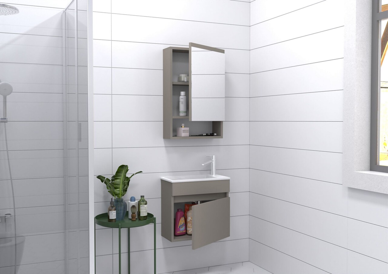 Set mobilier de baie (2 piese), Hanah Home, Pıccolo 50, Latte - view 5
