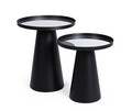 Set 2 masute de cafea Reflex, Bizzotto, 36x40 cm/40.5x47.5 cm, otel/oglinda, negru