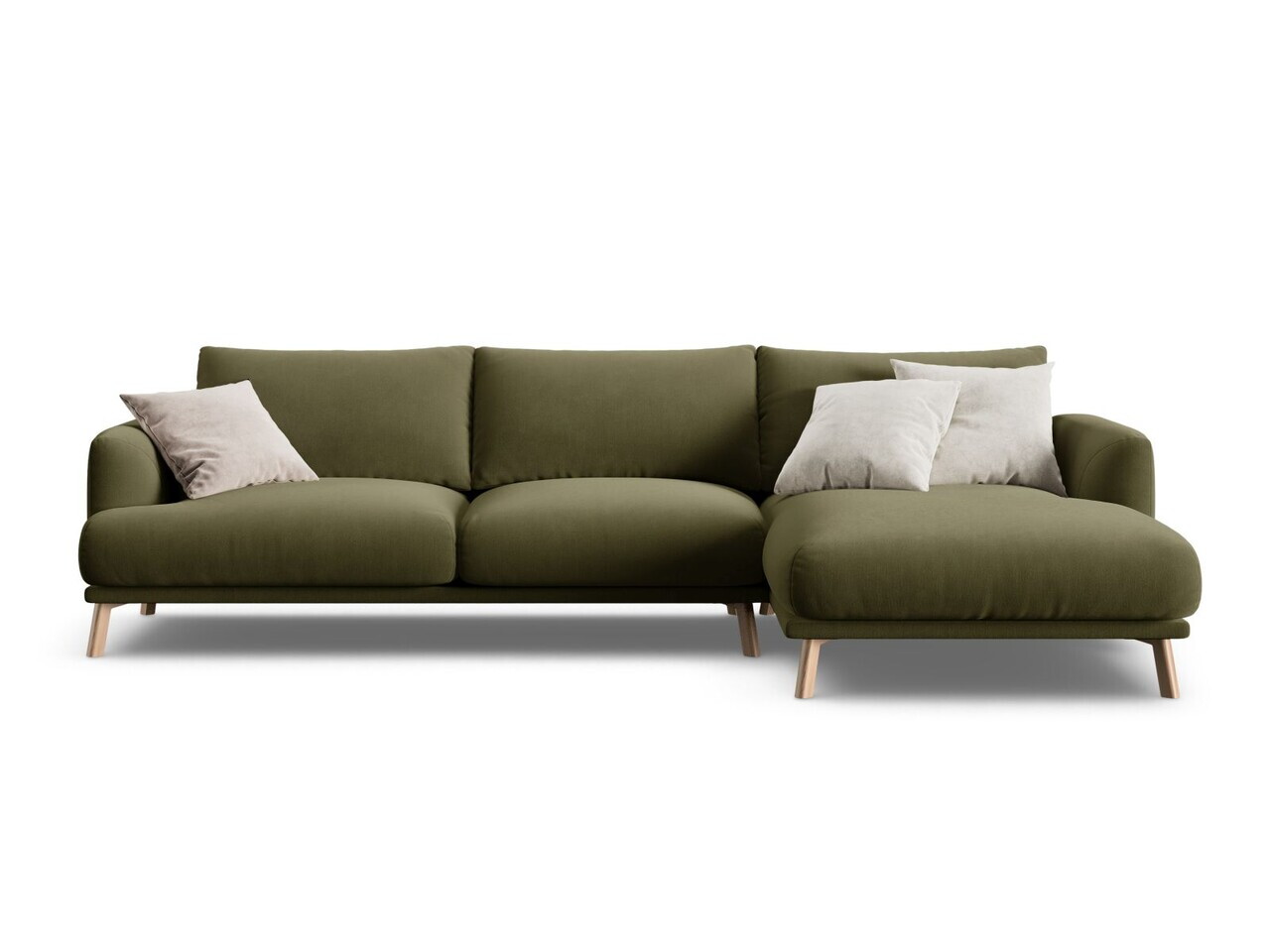 Coltar dreapta 4 locuri, Naomi, Micadoni Home, 285x170x75 cm, catifea, verde