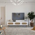 Comoda TV, Odessa, Elena, 180x42.6x31.4 cm, Alb / Ratan