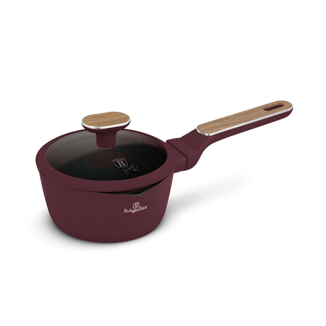 Cratita cu capac Berlinger Haus, Leonardo Nordic, 16 cm, 1.2 L, aluminiu forjat, visiniu mat - imagine 6