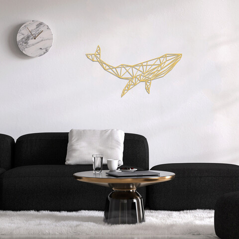 Decoratiune de perete, Whale 1, Metal, Dimensiune: 56 x 31 cm, Auriu