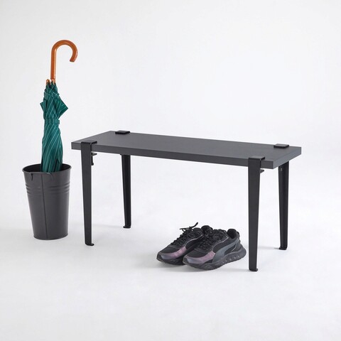Banca, logg, khalkeus , 90x45x30 cm, antracit / negru