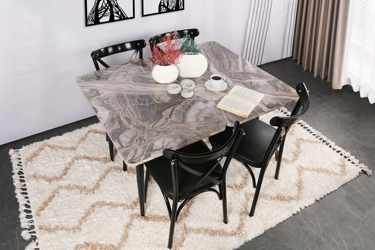 Set scaune 4 piese, Nmobb , Ekol 1331, PAL, Negru - 1 | YEO