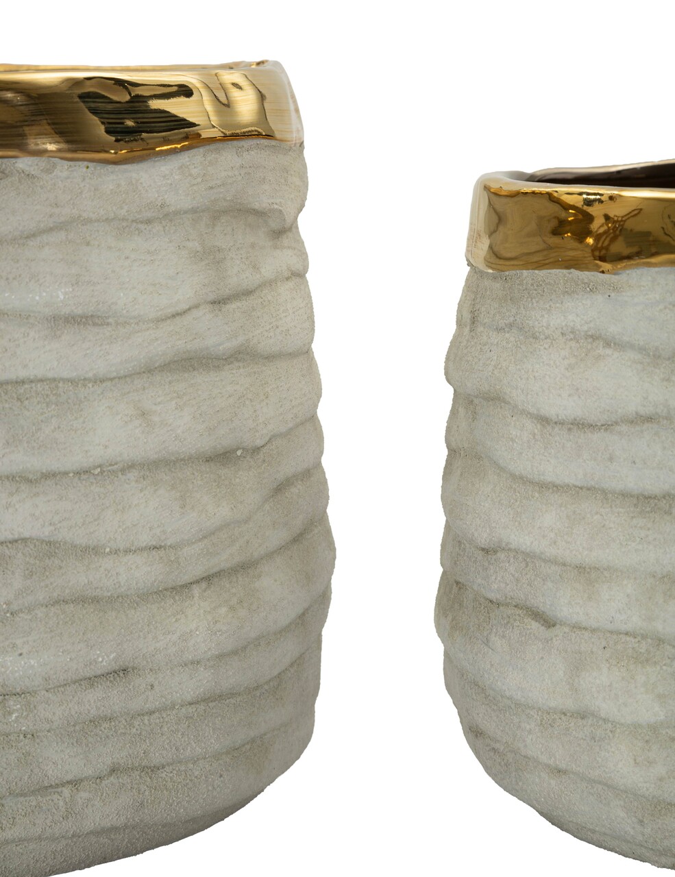Set 3 ghivece, Mauro Ferretti, Lima Tall, 23x23x17.5 cm, ceramica, gri/auriu - imagine 2