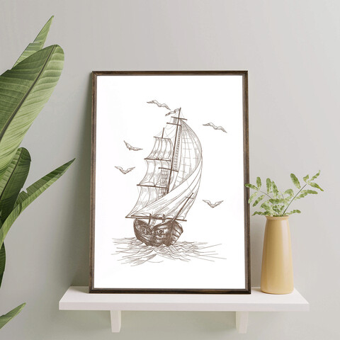 Tablou decorativ, td002, lemn, desenat manual, natural