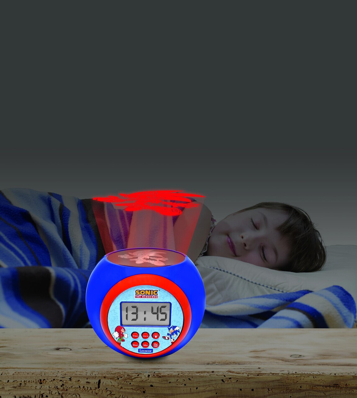 Ceas desteptator cu proiector Sonic, LEXIBOOK, 11.8x11x9.1 cm, albastru - imagine 2