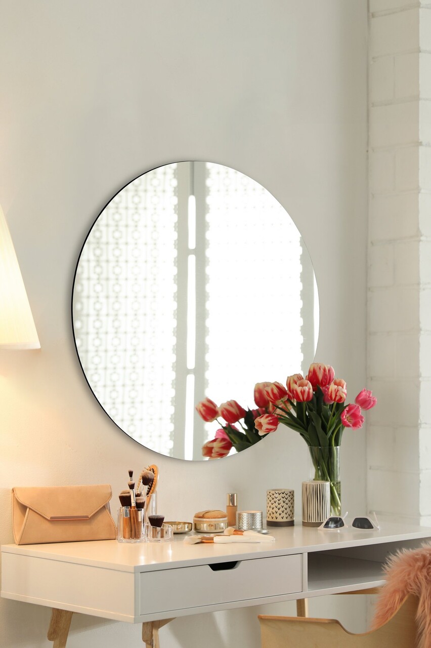 Oglinda decorativa, Mirrorland, Round, Oglindă indestructibilă cu obturator, Argintiu - 1 | YEO
