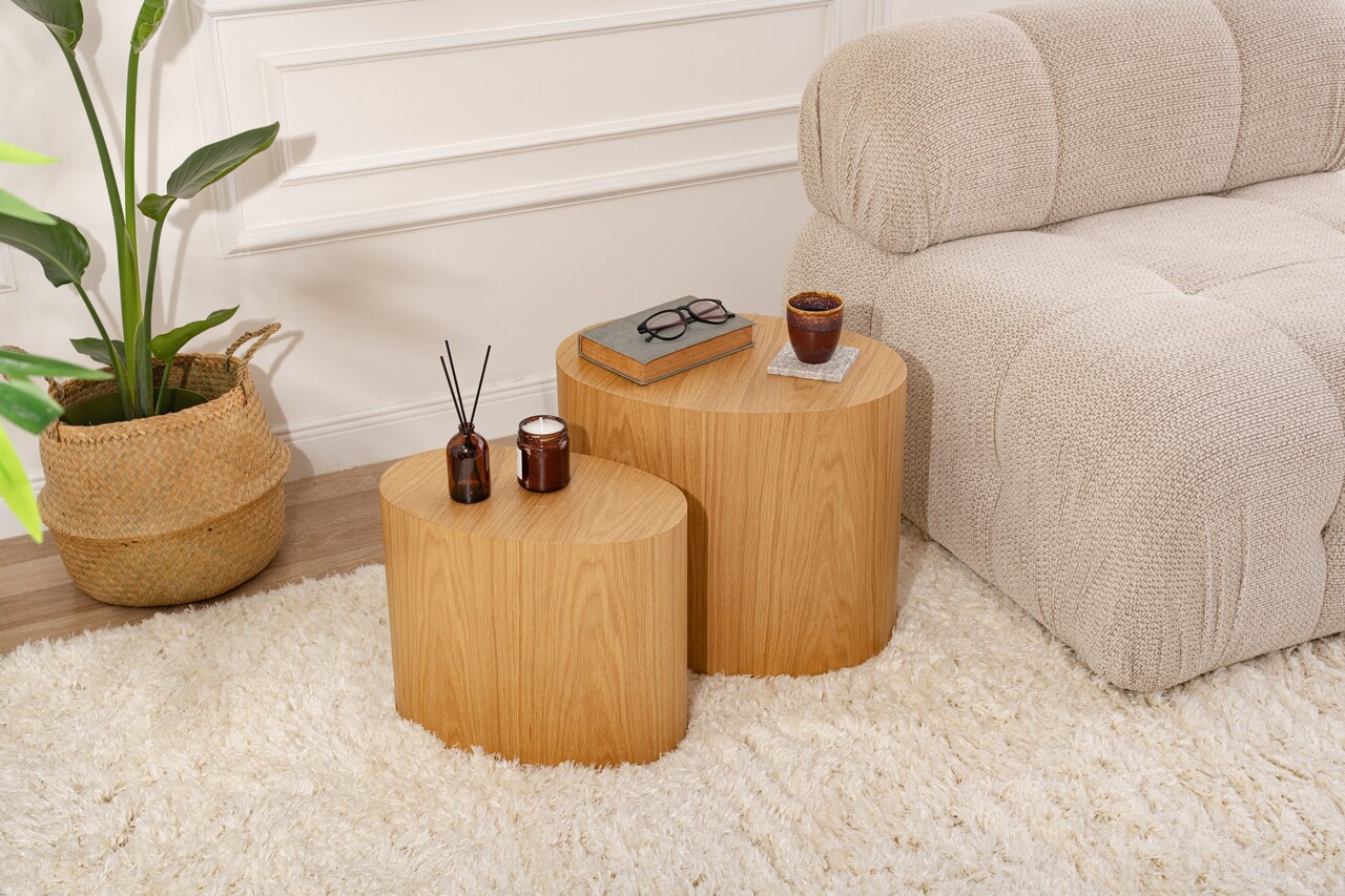 Set masute 2 piese, Nordure, Elipse Set, Stejar - 1 | YEO