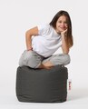 Taburet puf, Square Pouf, Ferndale, 45x45 cm, poliester impermeabil, gri fumuriu