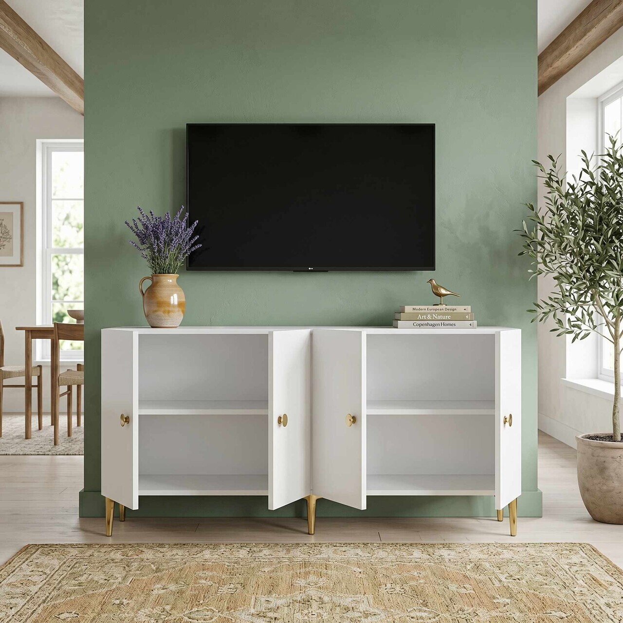 Consola, Hanah Home, Squarel 180, 180x75x32 cm, Alb — imaginea 3