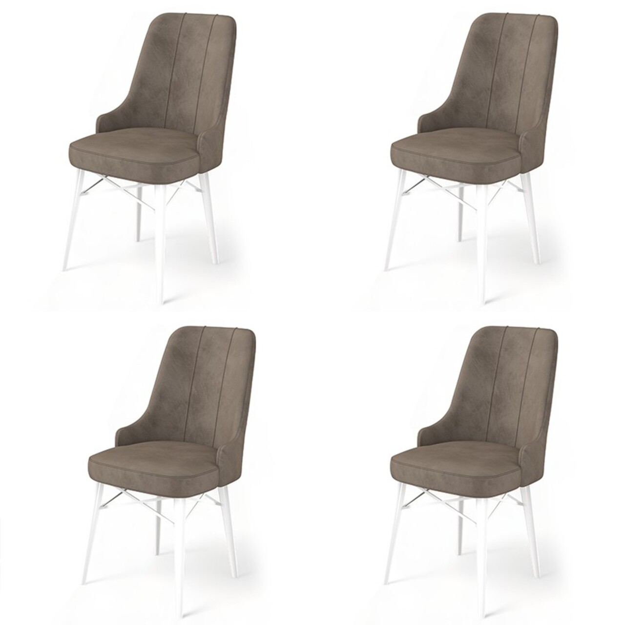 Set de scaune, Charlotte, Pare, Metal, Cappuccino / Alb