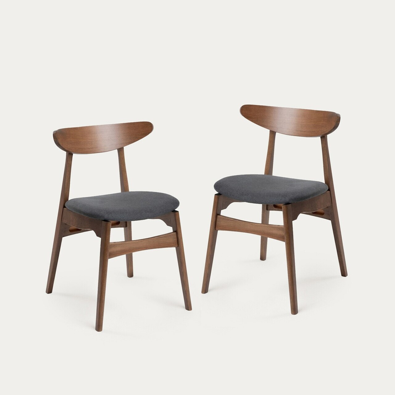 Set 2 scaune Eroso, Homla, 48x55.5x74.8 cm, lemn/poliester, maro/gri — imaginea 2